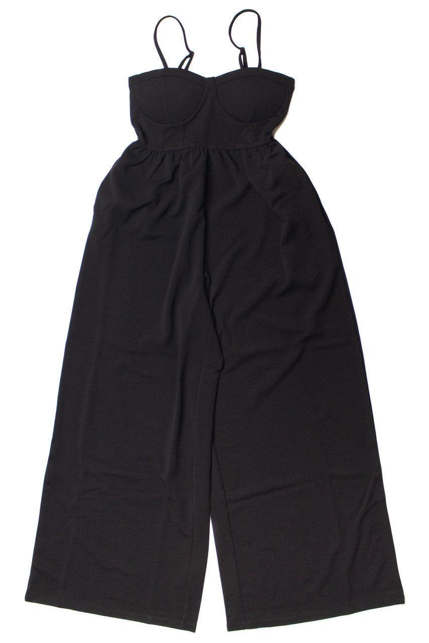 Black Bustier Top Wide Leg Jumpsuit Product Image
