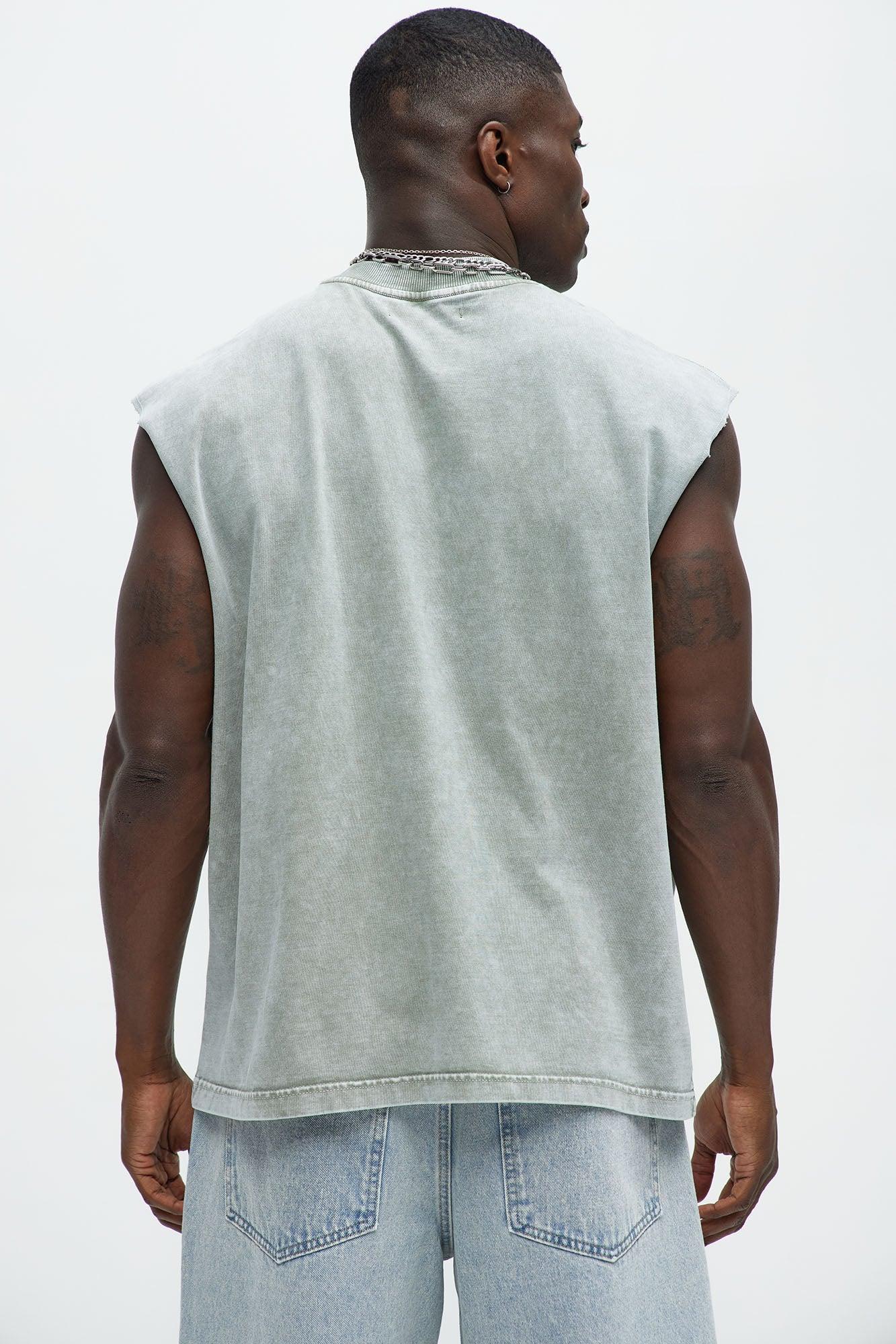 Relaxed Vintage Wash Heavyweight Muscle Tee - Sage Product Image