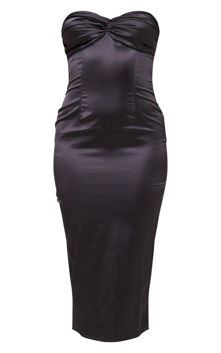 Black Twist Knot Detail Midi Dress Product Image