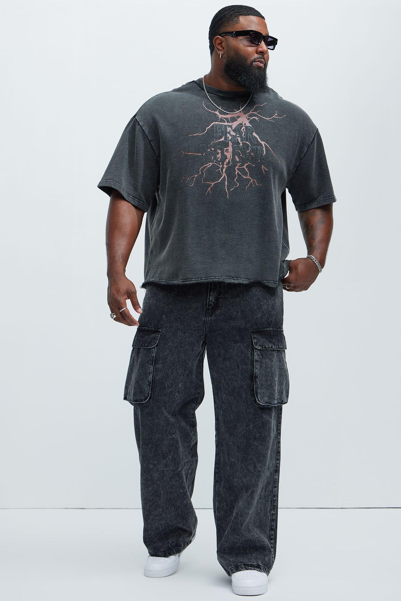 Baggy Clover Cargo Jeans - Black Product Image