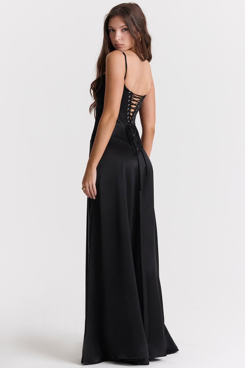 Anabella  black lace up maxi dress Product Image