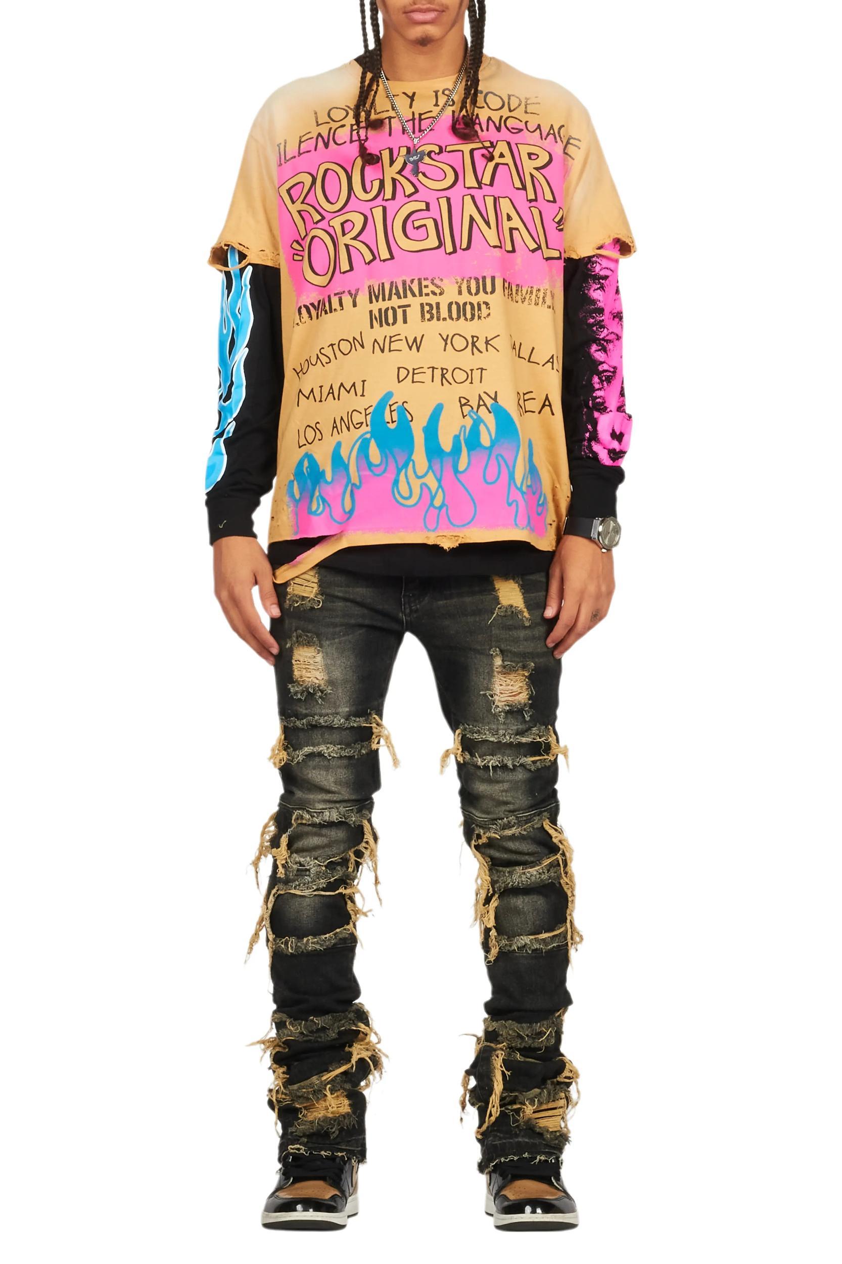 Vasco Tint Dark Wash Black Stacked Flare Jean Male Product Image