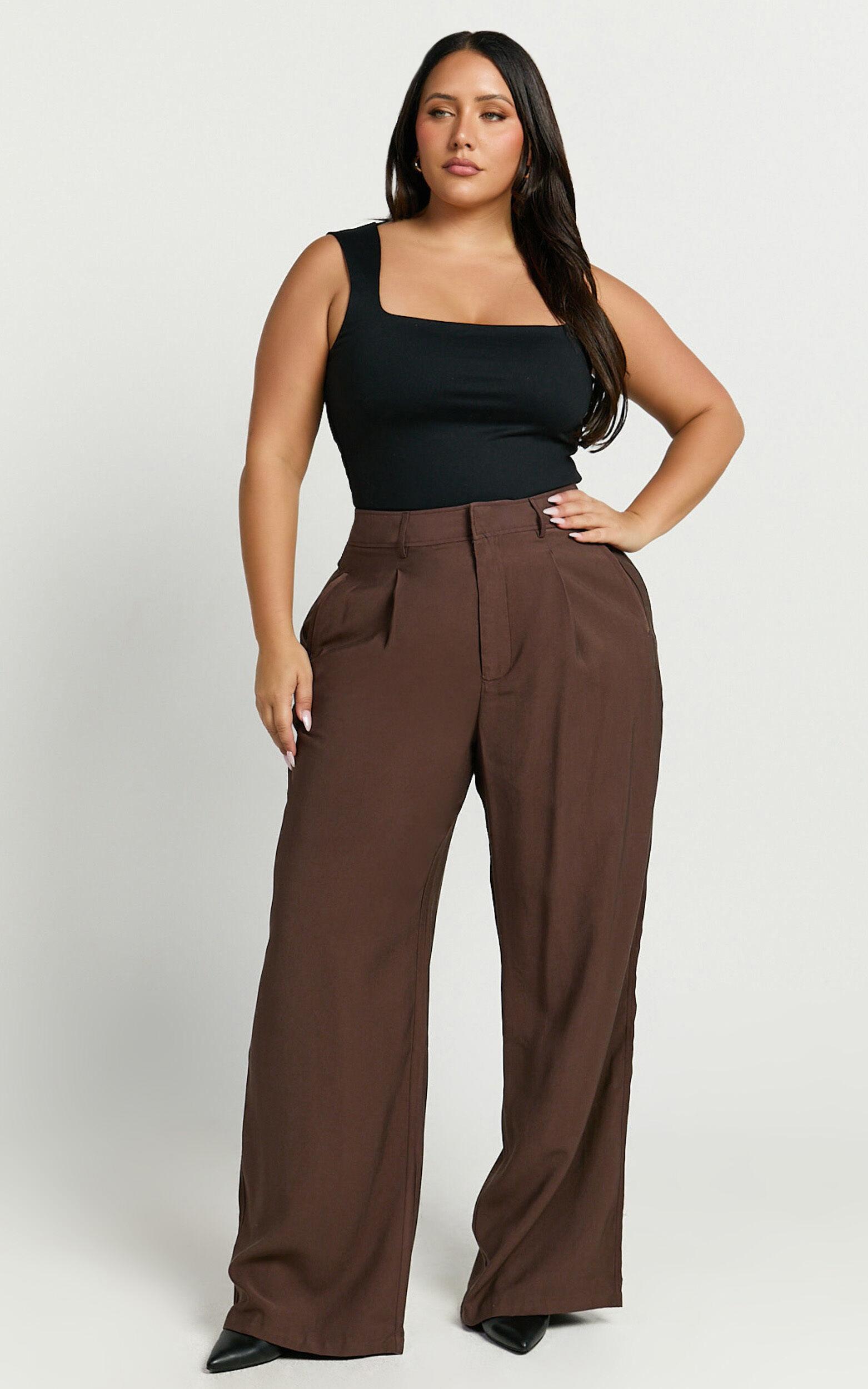 Augustus Pants - High Waisted Wide Leg Tailored Pants in Dark Oak Product Image