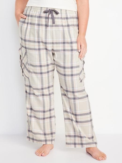 High-Waisted Flannel Cargo Pants Product Image