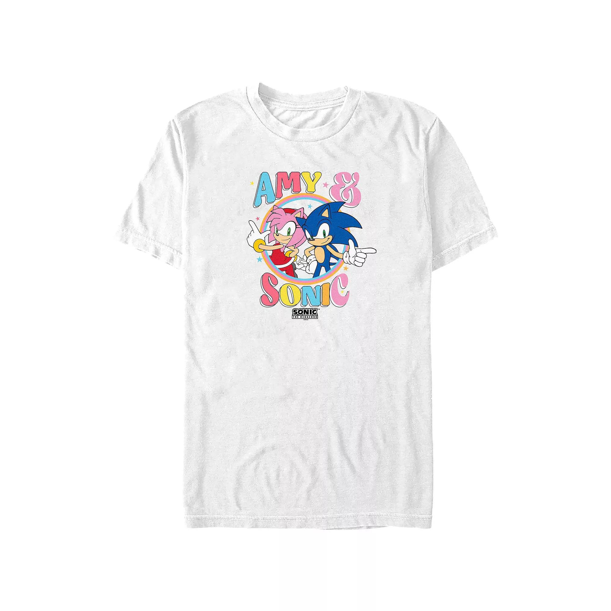 Men's Sonic The Hedgehog Amy And Sonic Graphic Tee, Size: 4XL Tall, White Product Image