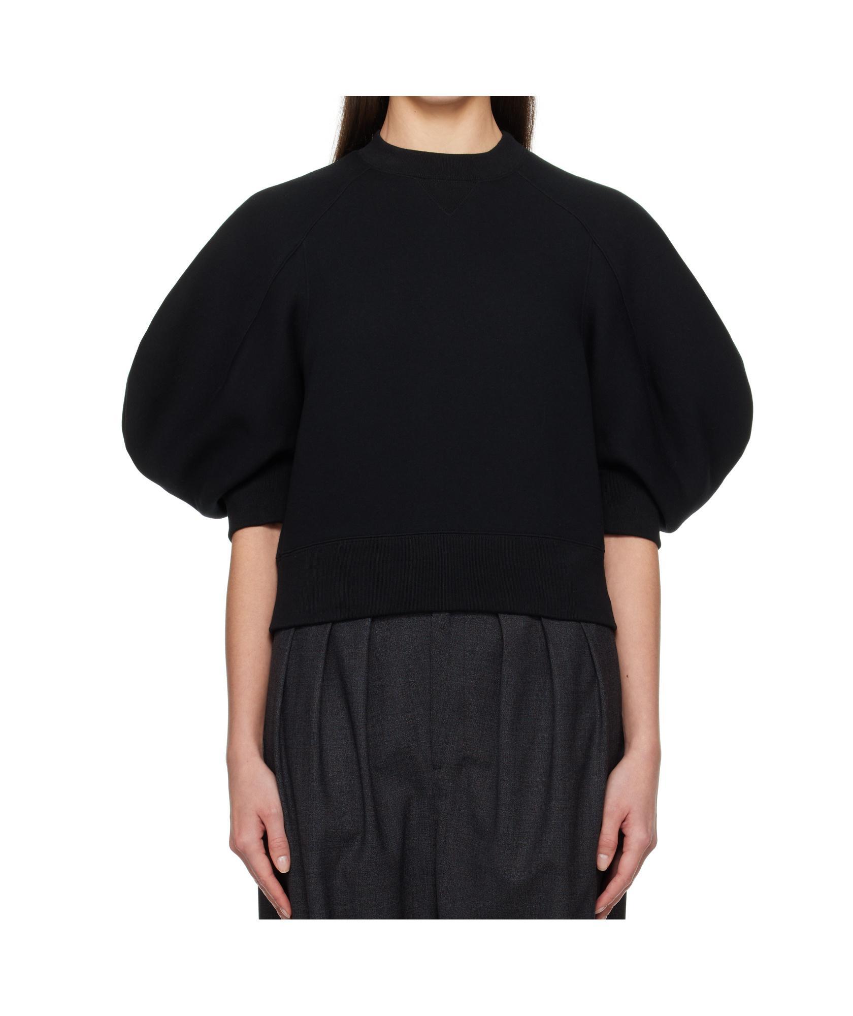 SACAI Womens Black Puff-sleeve Cropped Cotton-jersey Sweatshirt Product Image