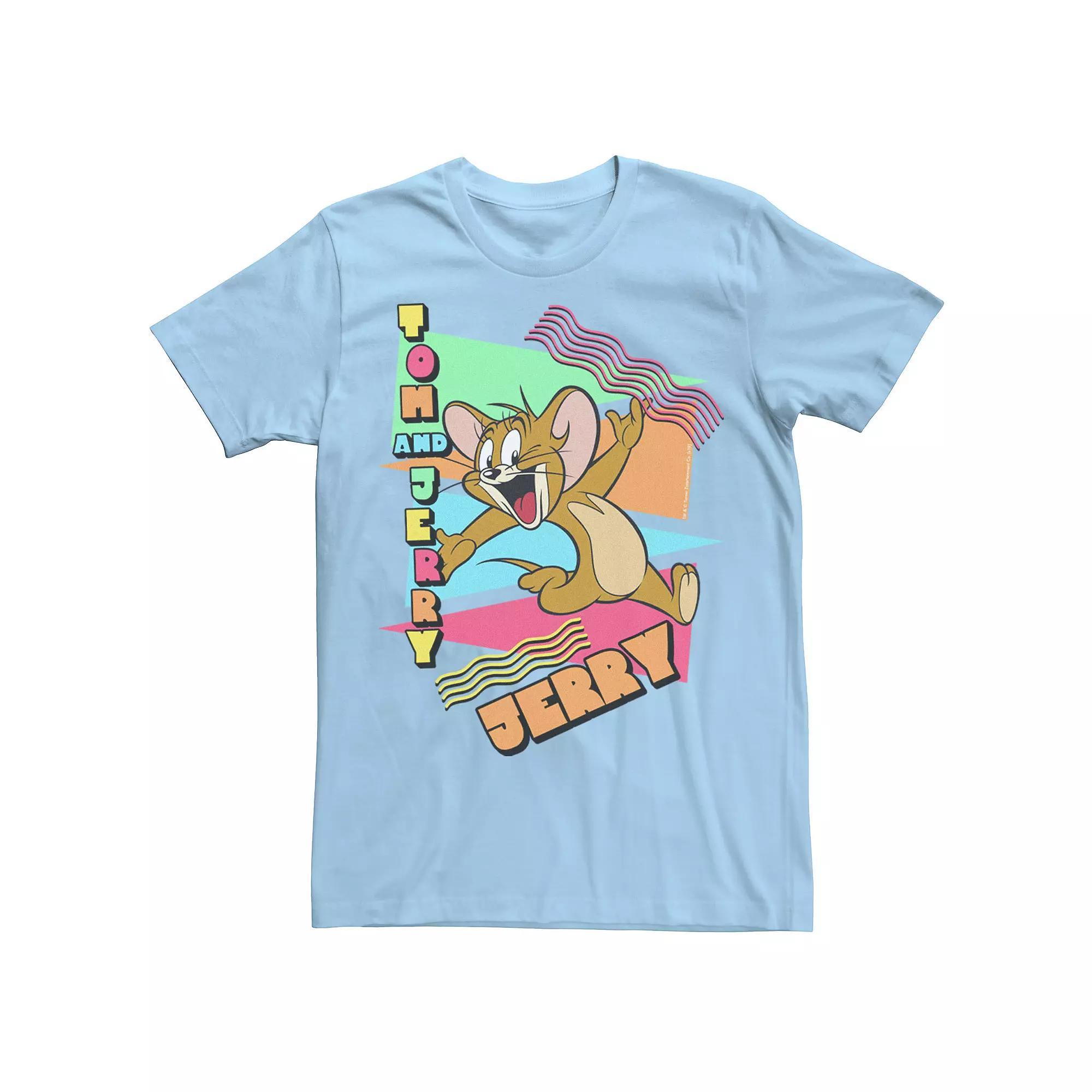 Men's Tom And Jerry Triangle 90's Portrait Tee, Size: Large, Light Blue Product Image