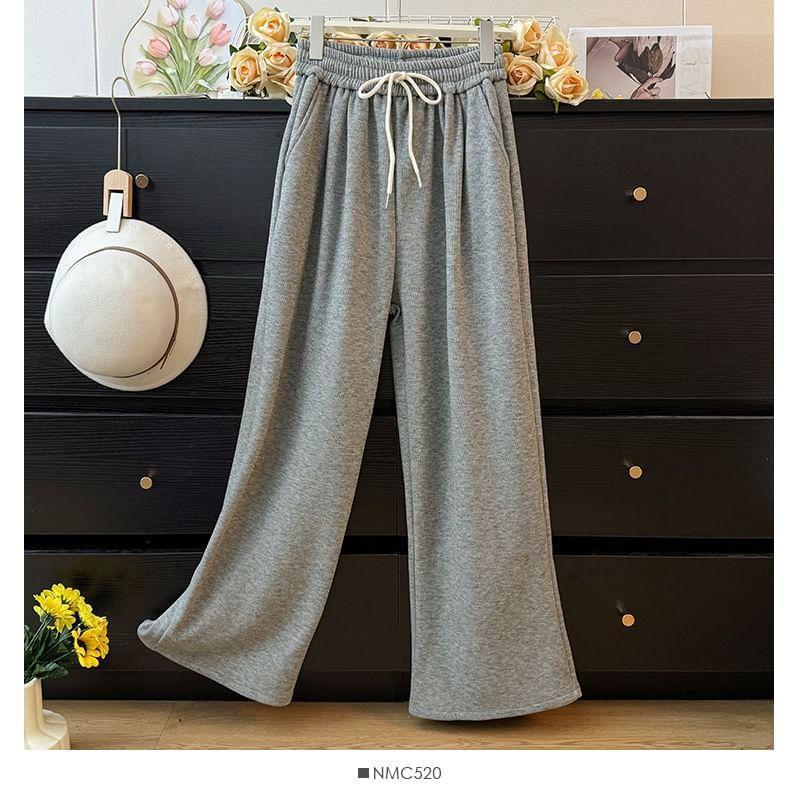 Fleece-Lined Wide-Leg Sweatpants Product Image