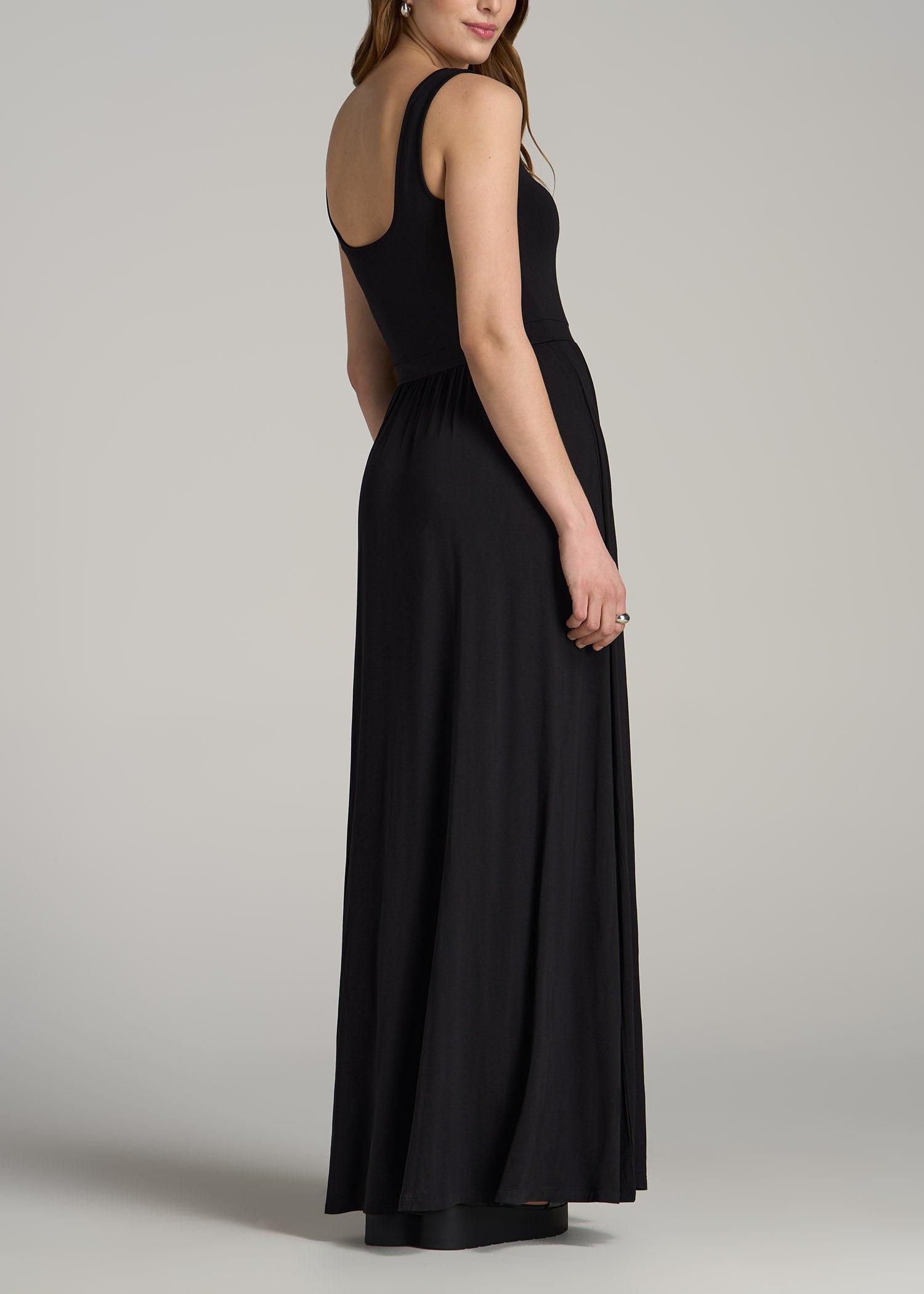Jersey Tank Maxi Dress with Pockets for Tall Women in Steel Blue Product Image