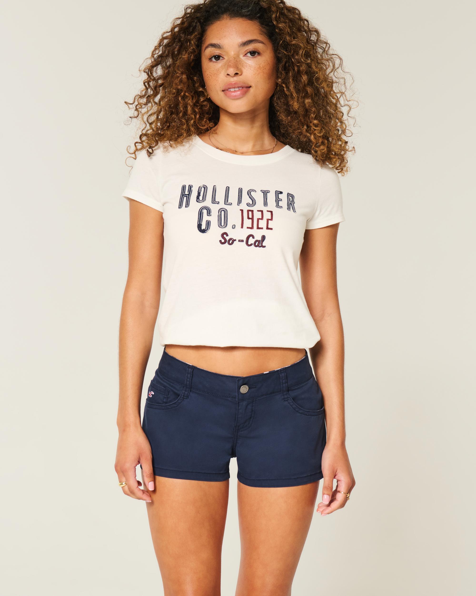 Ultra Low-Rise Khaki Twill Mini Shorts Product Image