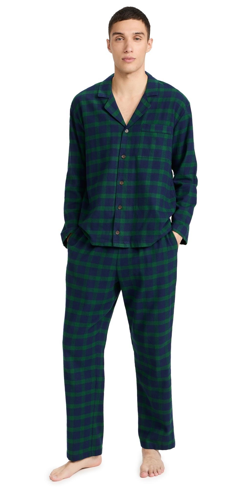 Mens Long Flannel Pajama Set Product Image