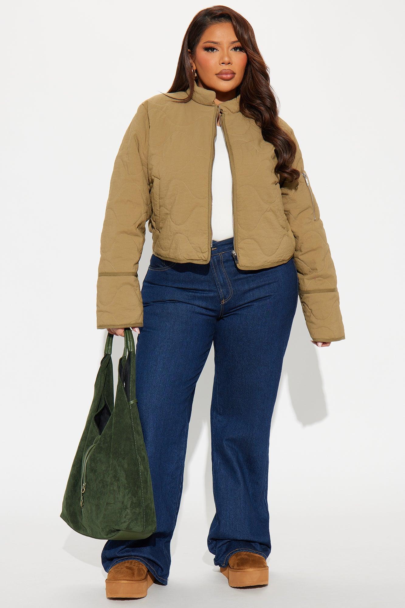 Chloe Quilted Lightweight Puffer Jacket - Khaki Product Image