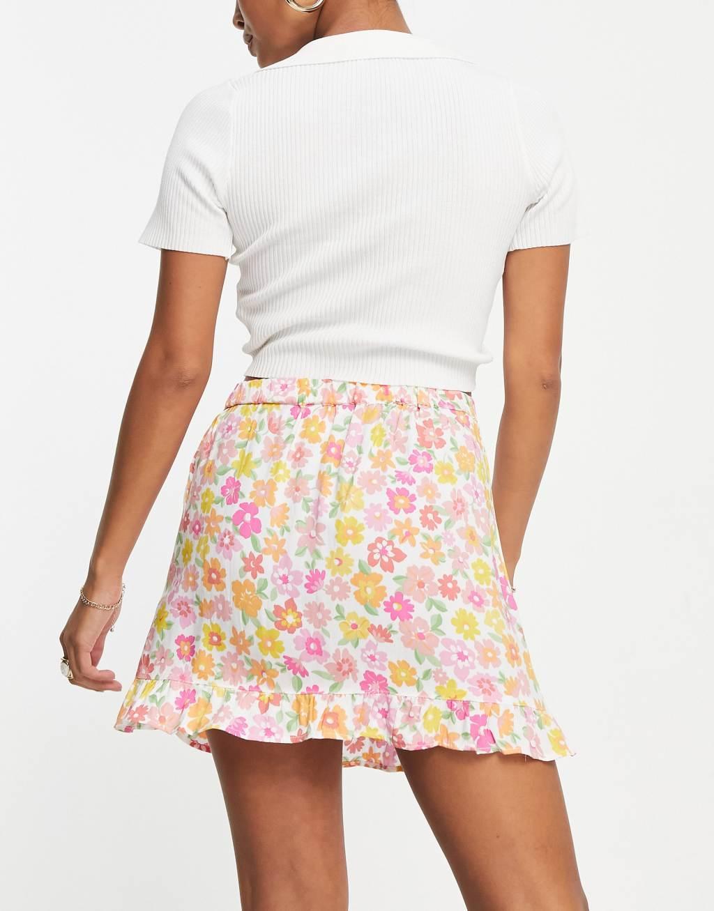 Miss Selfridge Petite button through mini skirt Product Image