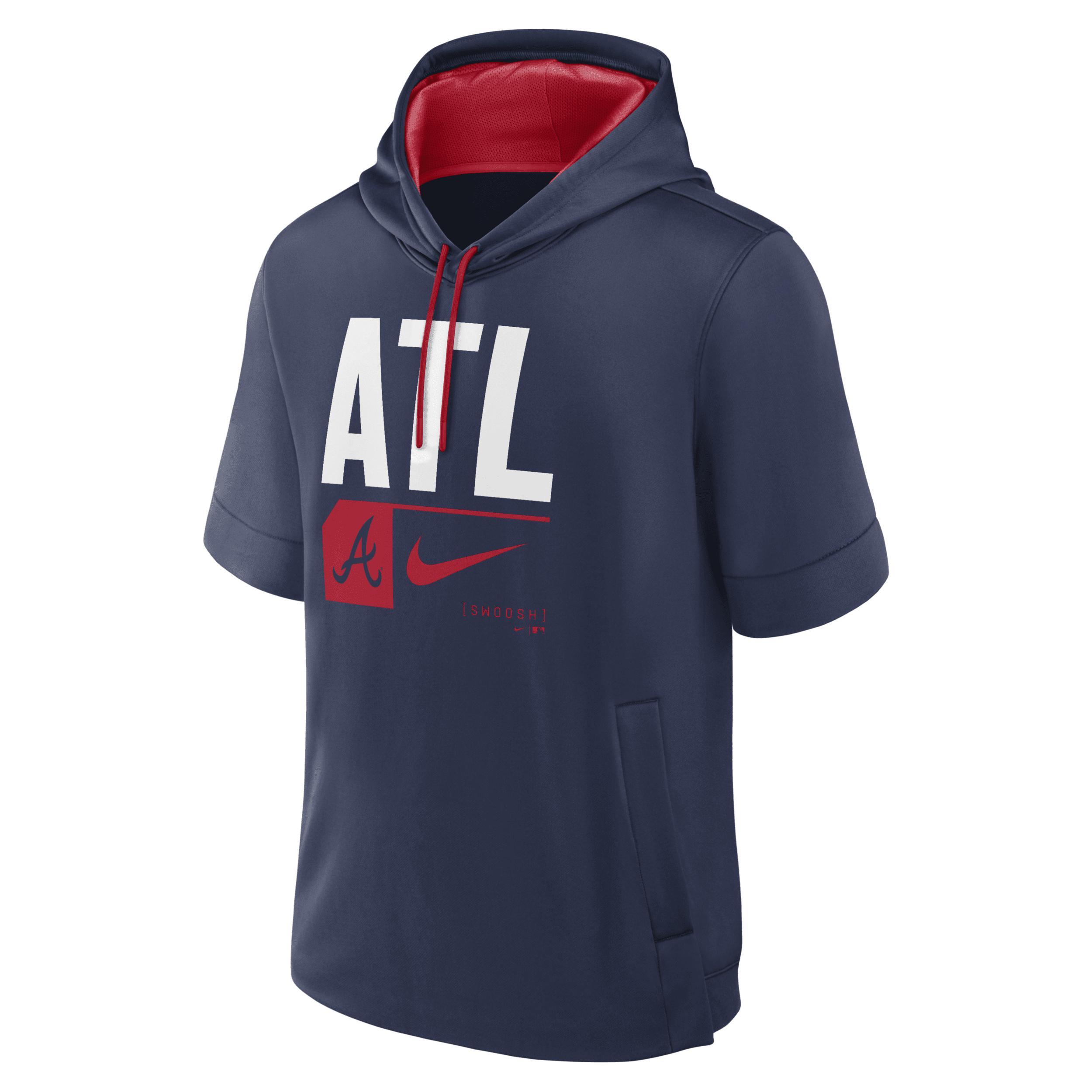 Men's Nike Navy Atlanta Braves Tri Code Lockup Short Sleeve Pullover Hoodie, Size: XL, Blue Product Image