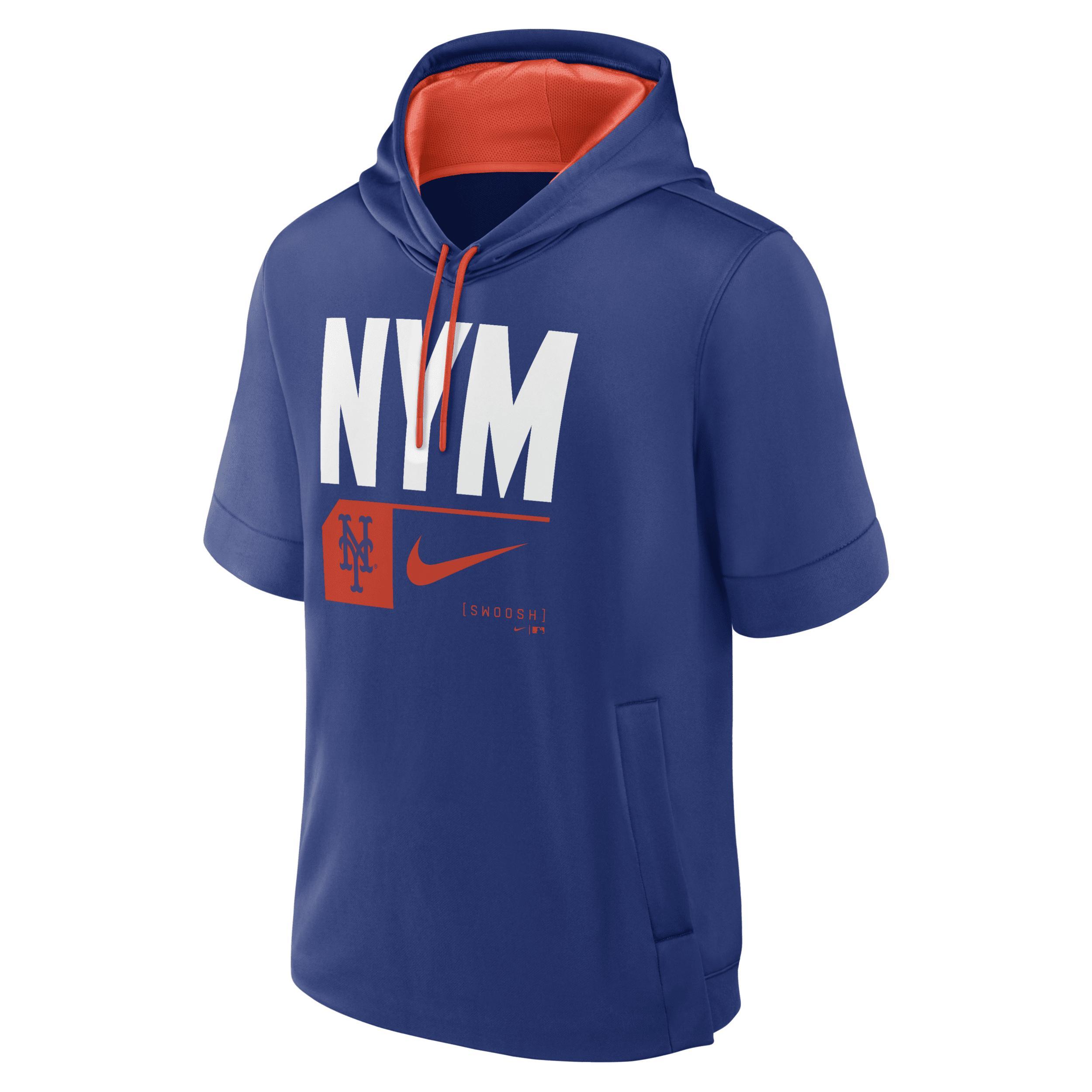 Men's Nike Royal New York Mets Tri Code Lockup Short Sleeve Pullover Hoodie, Size: Large, Blue Product Image