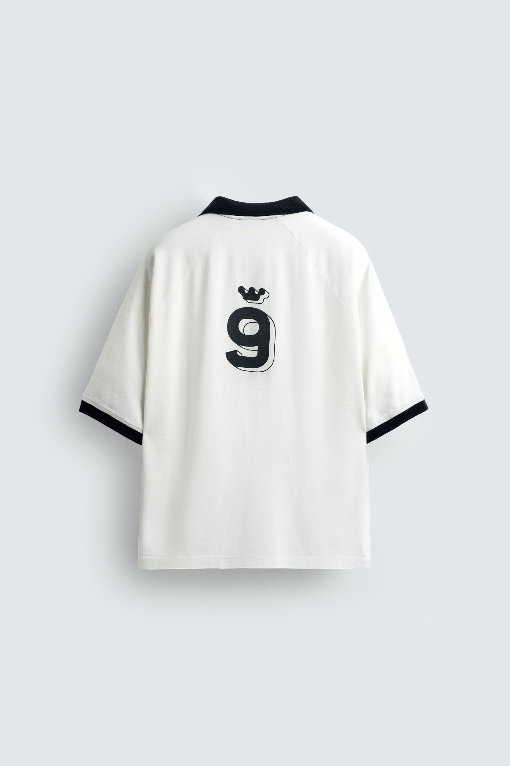 RETRO FOOTBALL PRINT POLO SHIRT Product Image