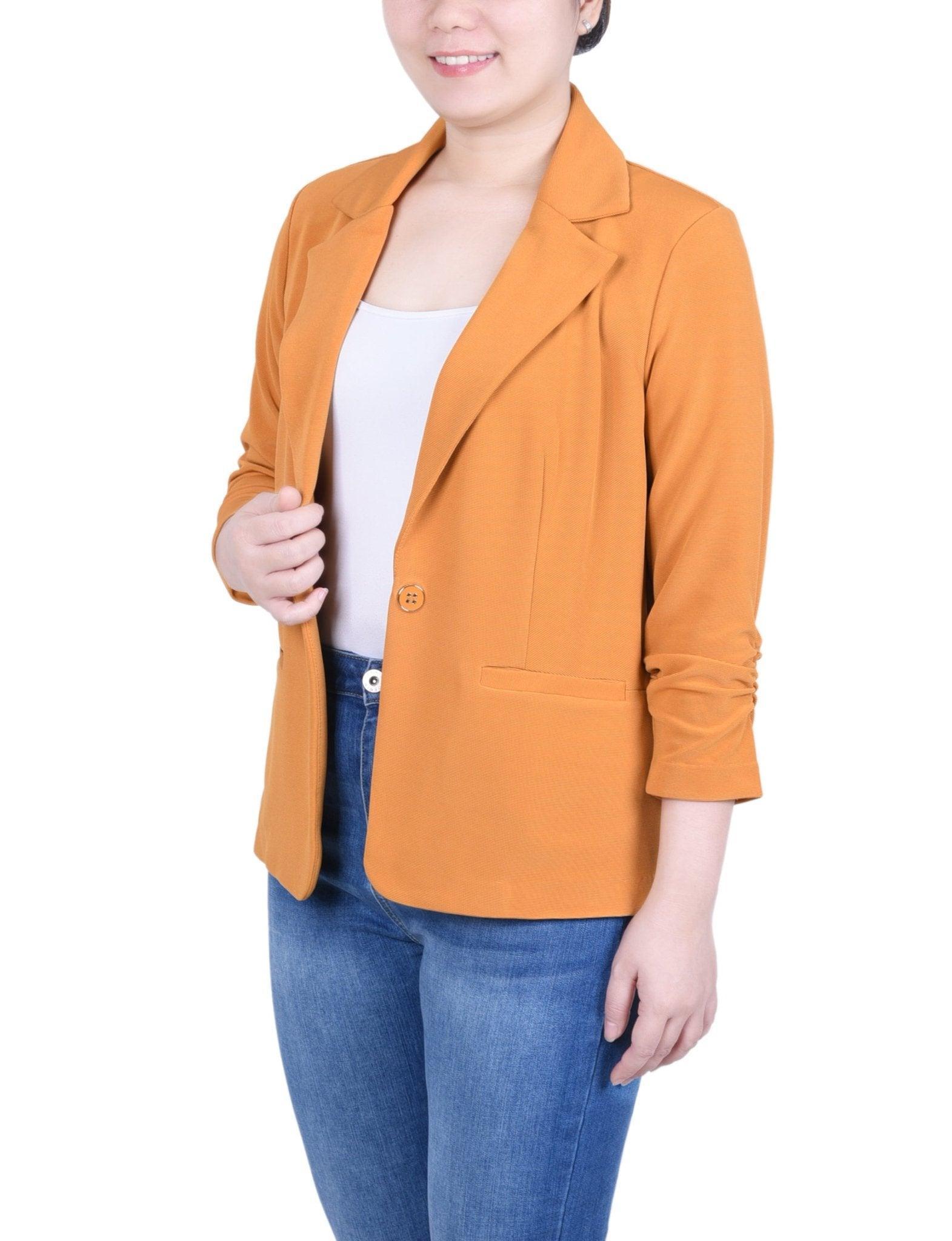 Black Long Sleeve Scuba Crepe Jacket Product Image