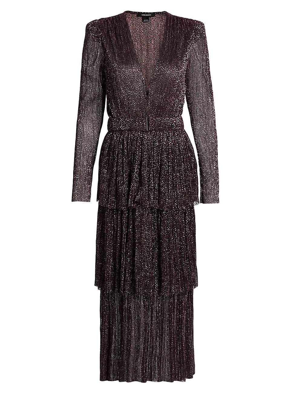 Womens Carry Tiered Belted Metallic Dress Product Image