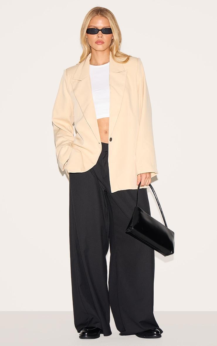 Stone Oversized Drapey Button Detail Blazer Product Image