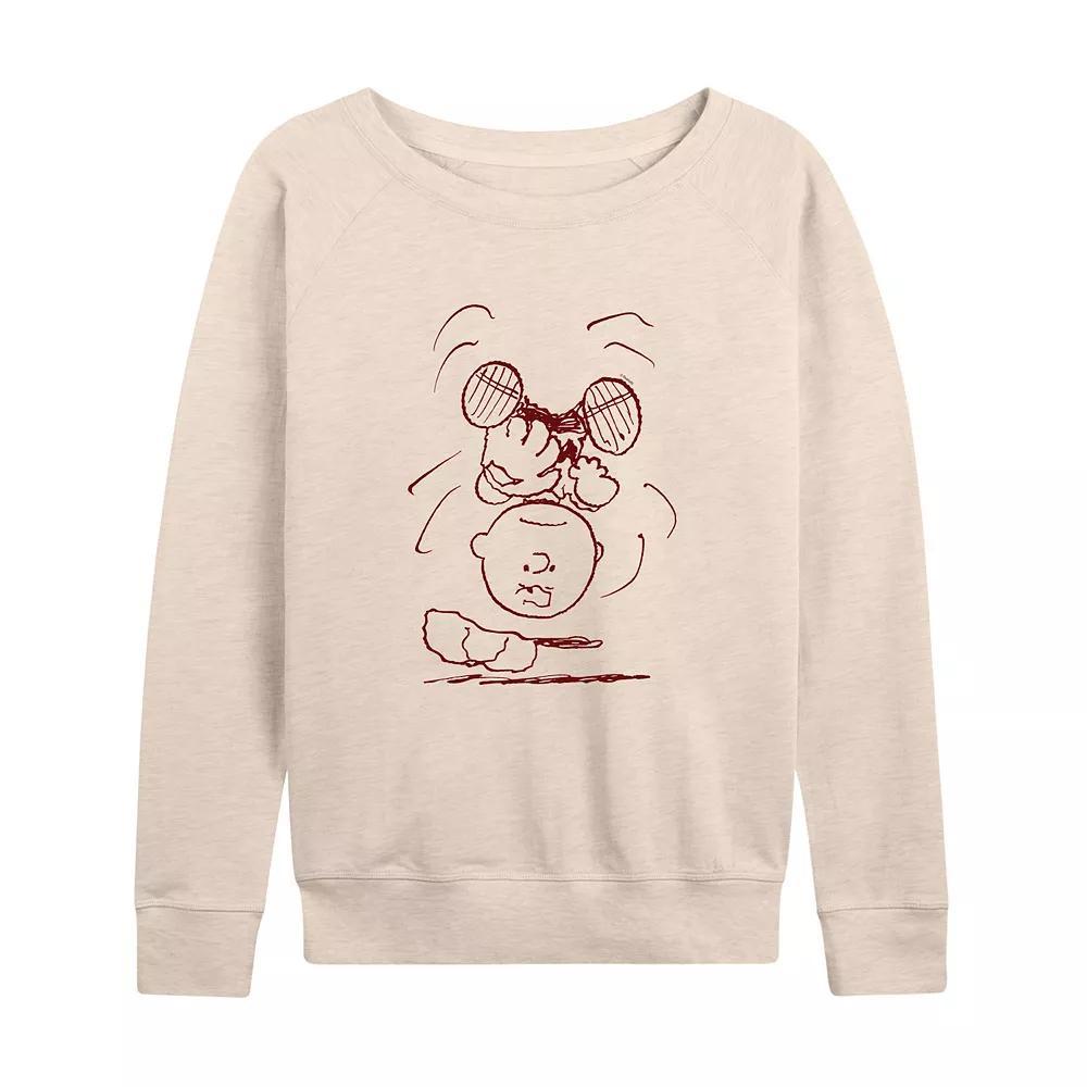 Womens Peanuts Charlie Brown Flipped French Terry Long Sleeve Tee, Girls Product Image