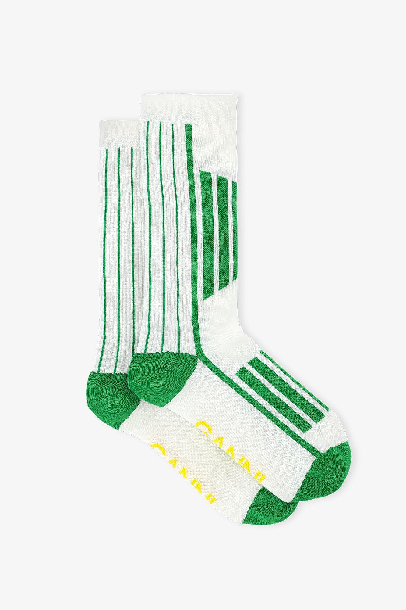 White/Green Sporty Socks Product Image