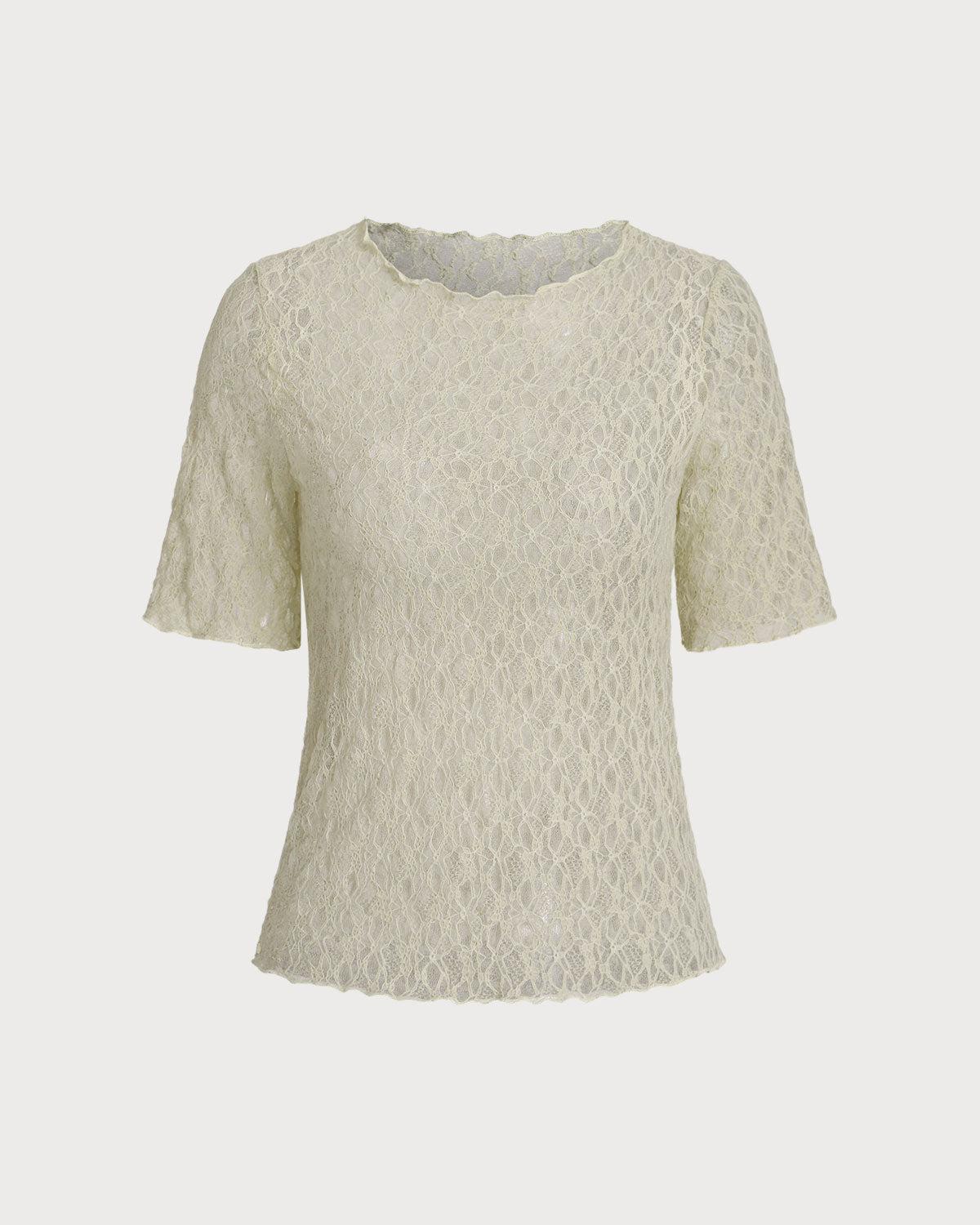 Green Round Neck Textured Half Sleeve Tee Product Image