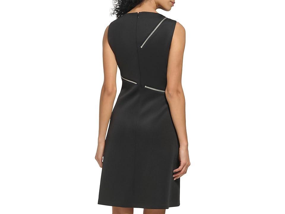 DKNY Sleeveless Shift with Asymmetrical Zipper Dress Women's Dress Product Image