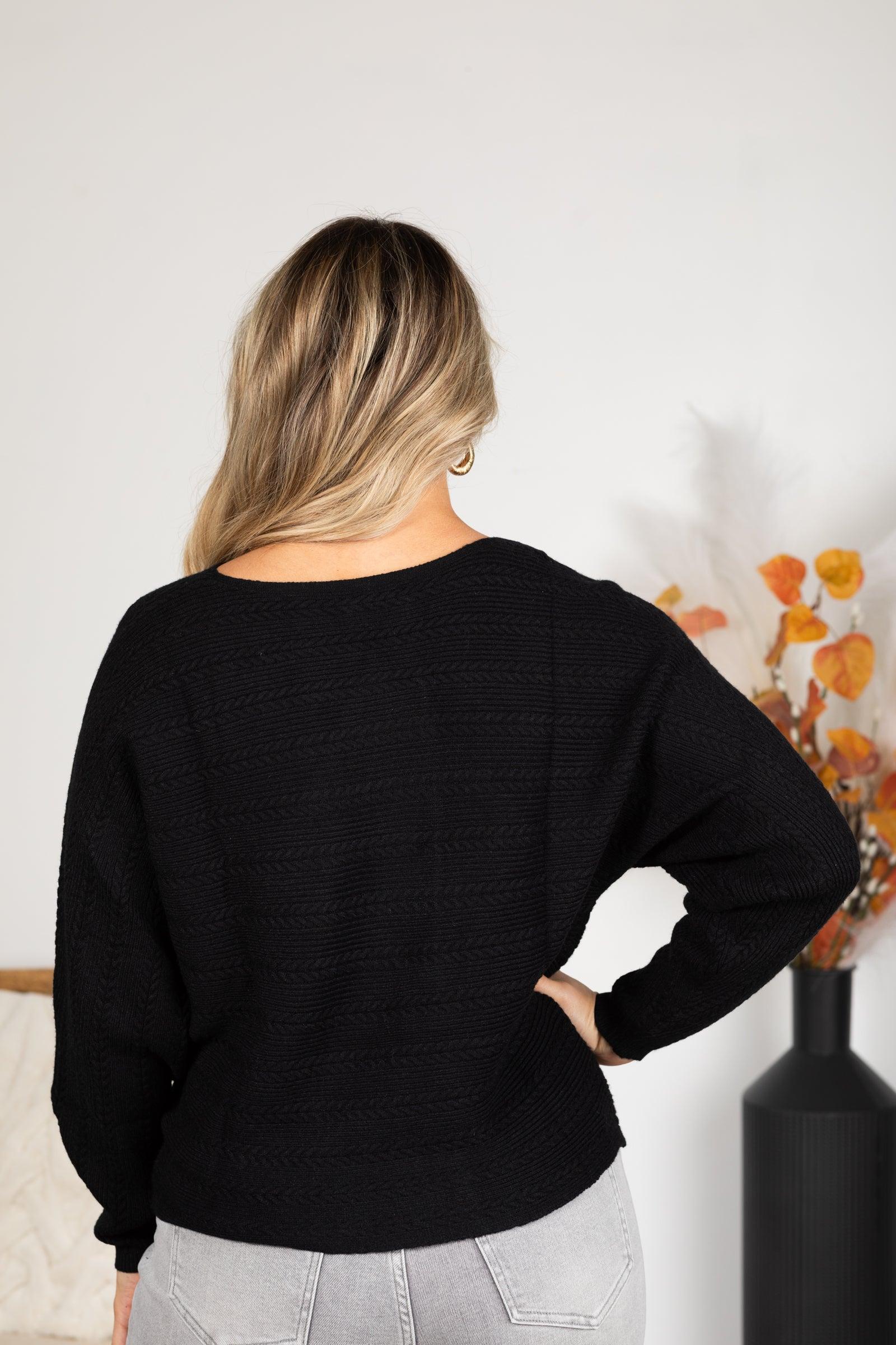 Dolman Pullover With Cable Knit Rib Top Product Image