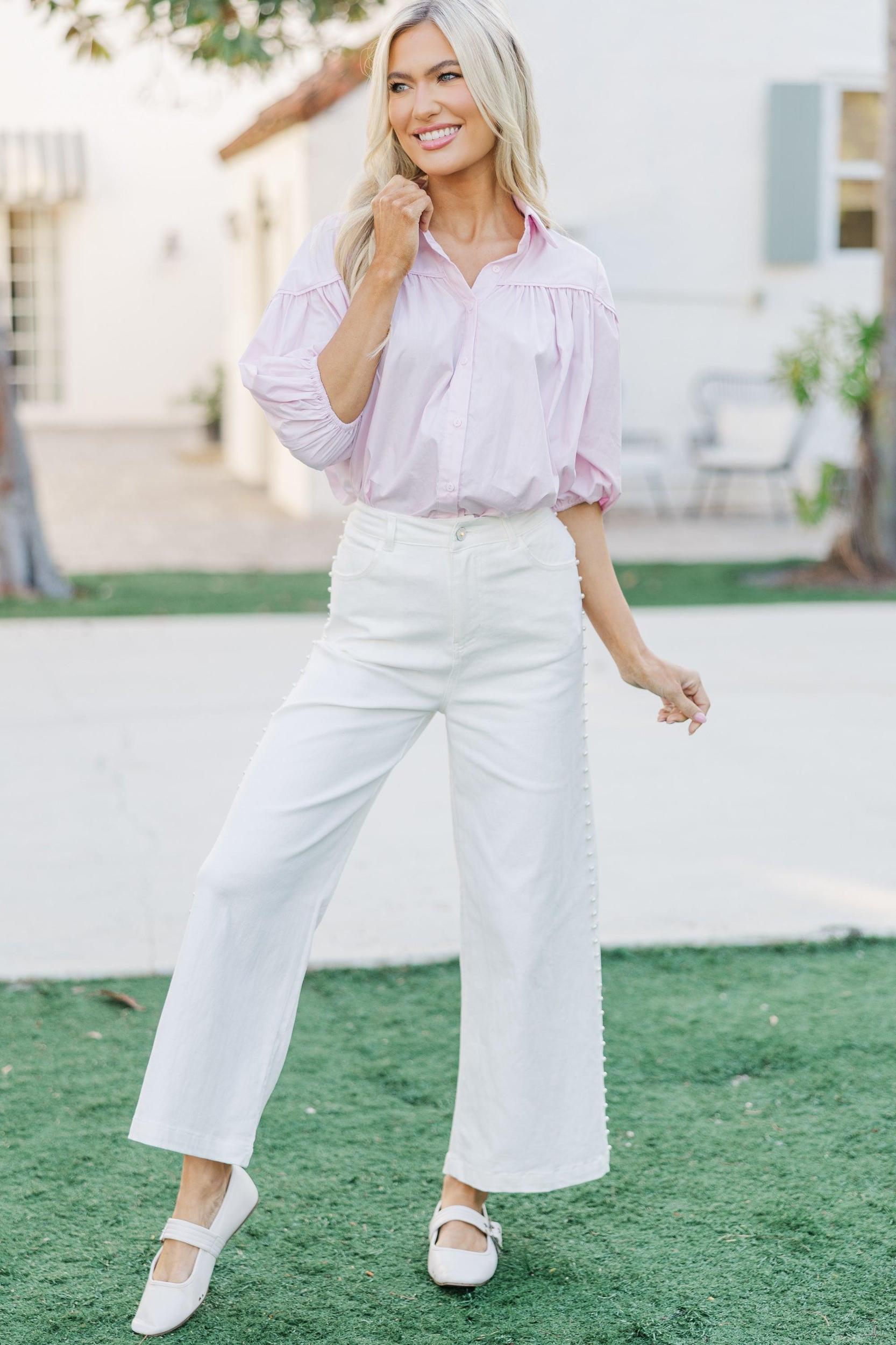 Better Than You Know Pink Puff Sleeve Blouse Female Product Image