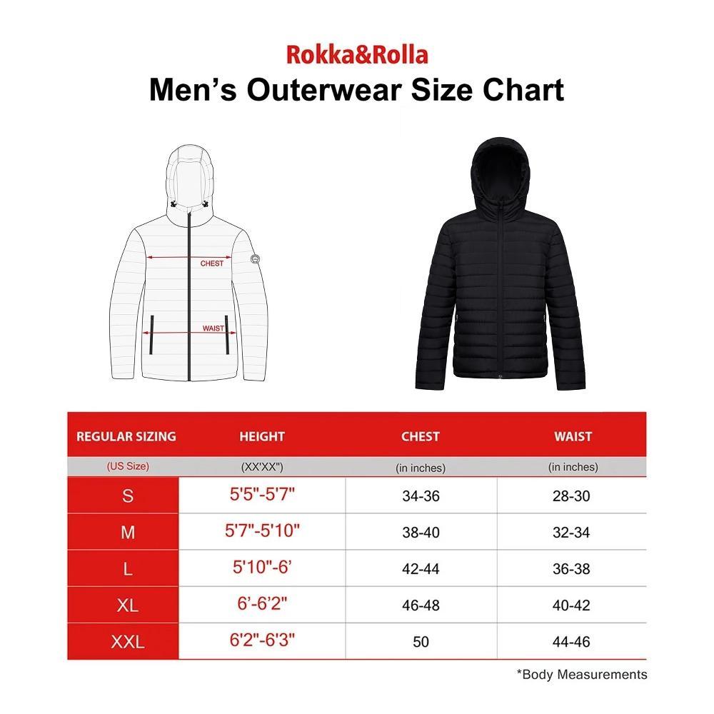 Rokka&Rolla Men's Midweight Puffer Jacket Hooded Coat Product Image