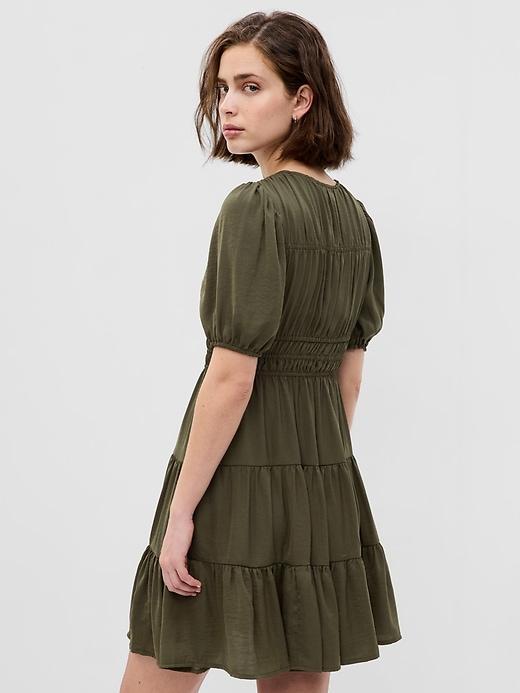 Tie-Front Tiered Mini Dress Product Image