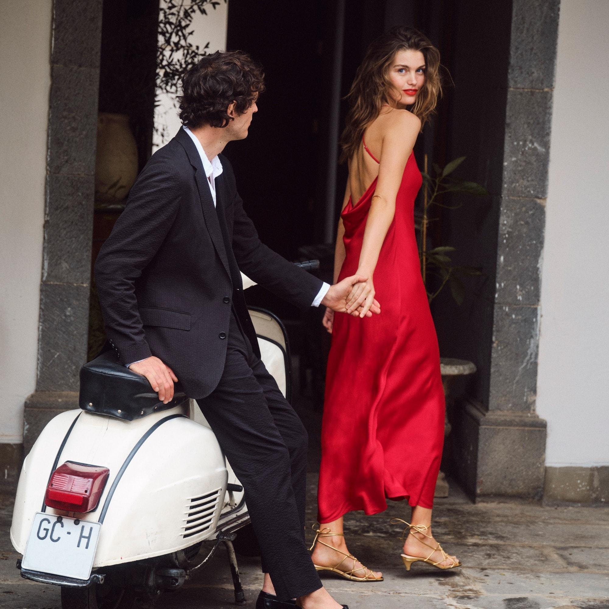 Collection cowlback slip dress in satin Product Image