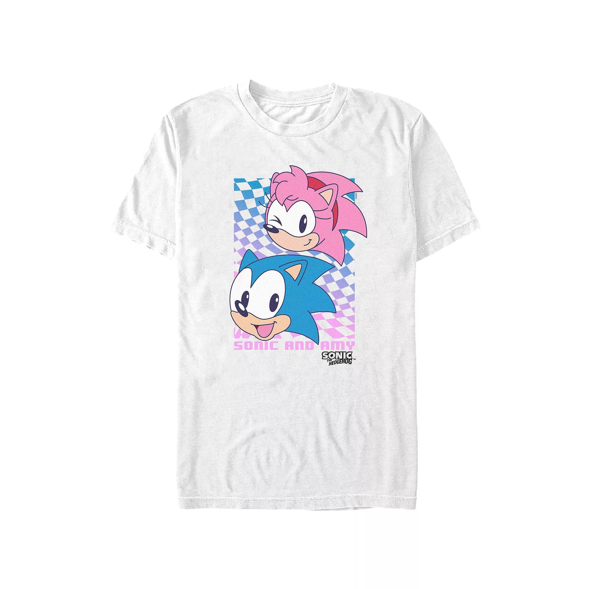 Men's Sonic The Hedgehog Sonic And Amy Graphic Tee, Size: XL Tall, White Product Image