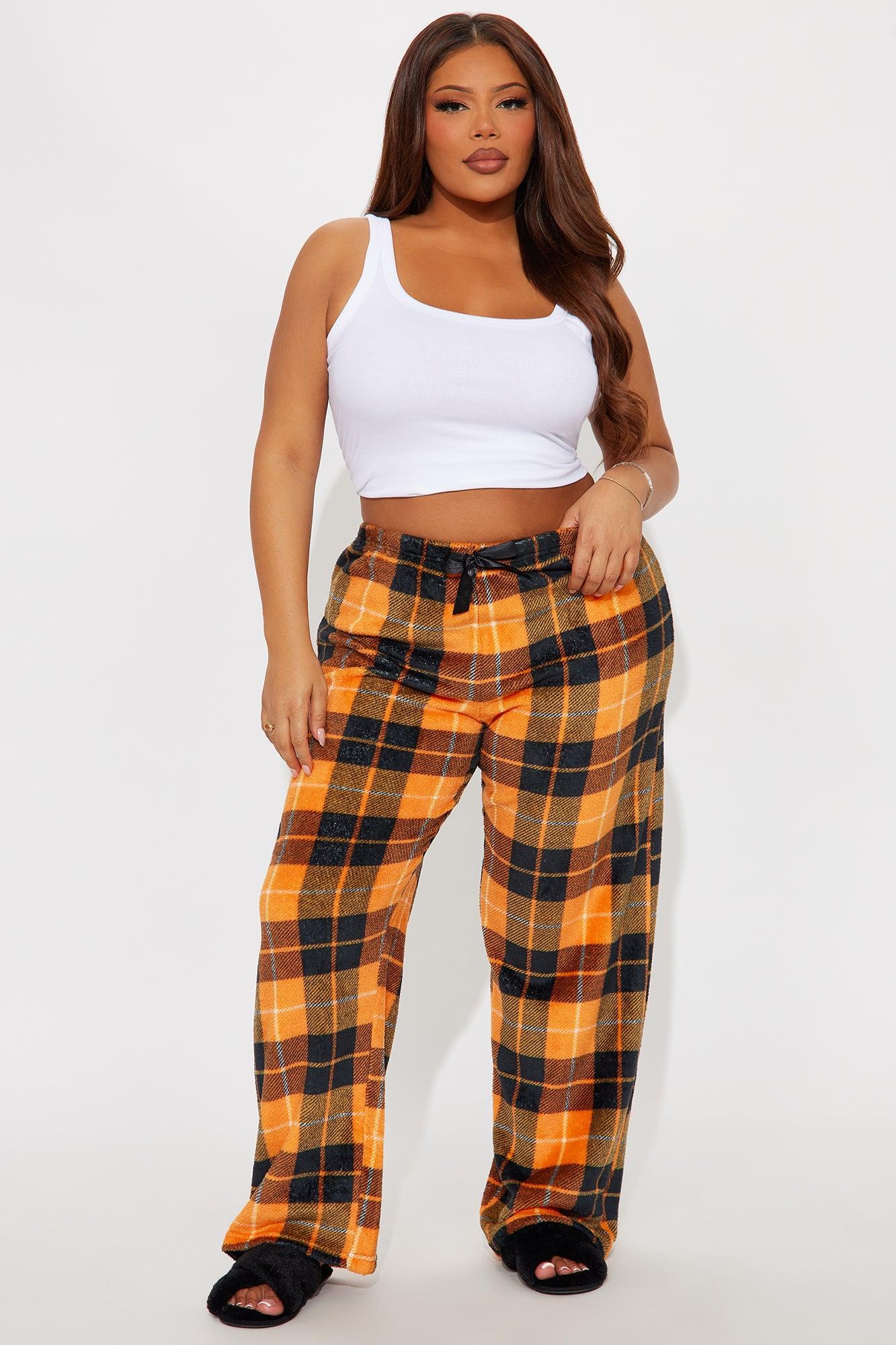 Autumn Vibes Plush PJ Pants - Orange/combo Female Product Image