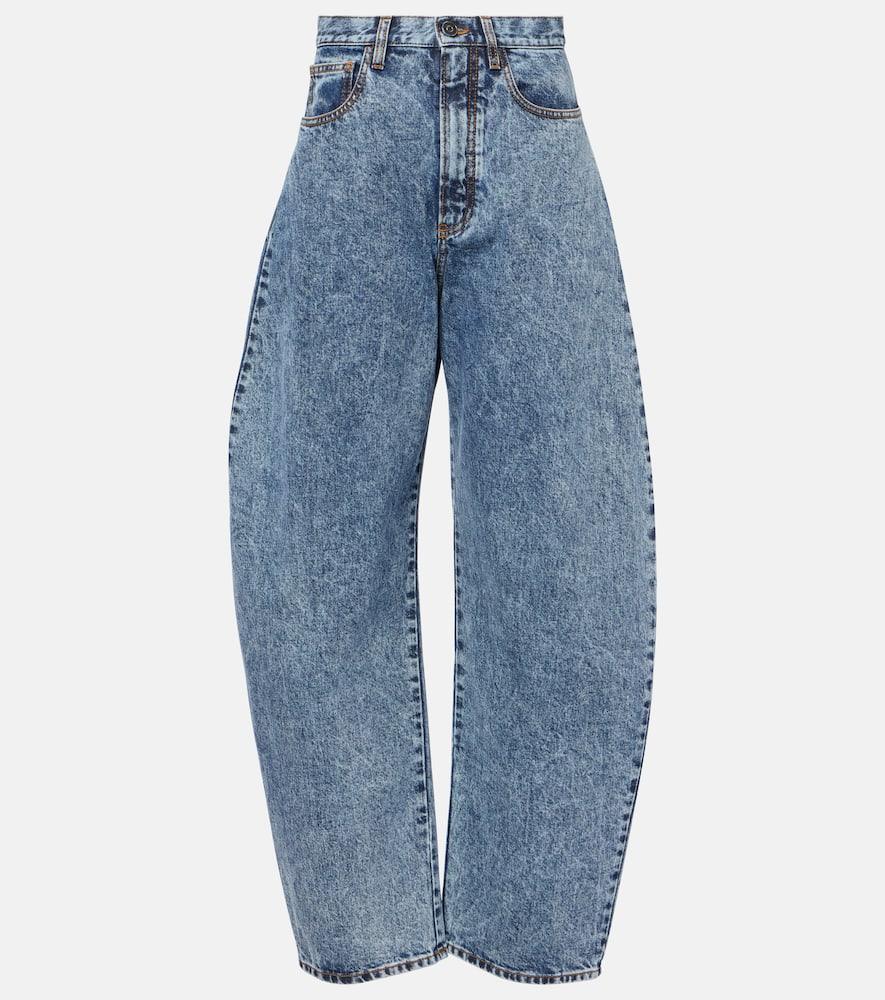 ALAÏA Stone Washed Denim Rounded Jeans In Blue Product Image