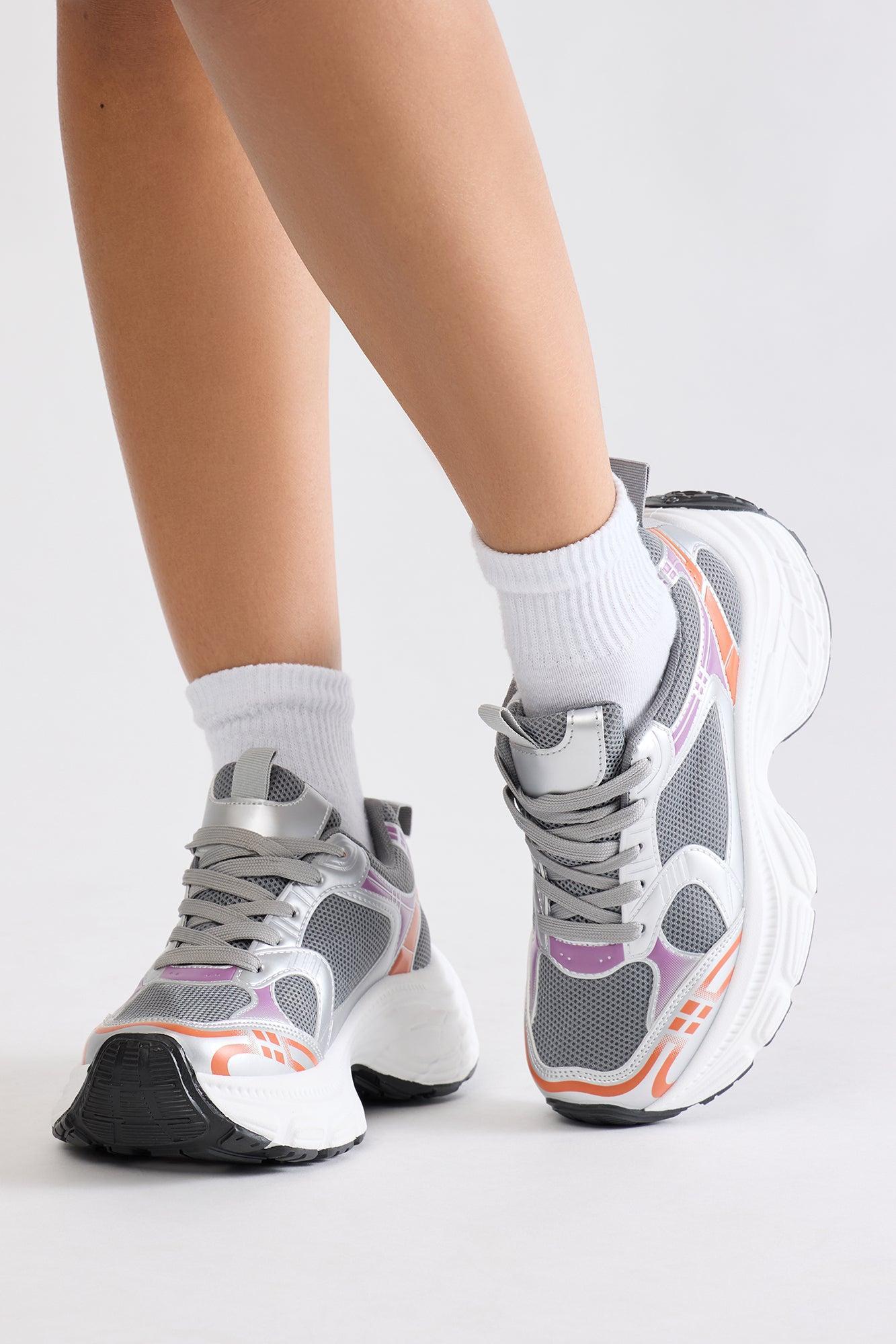 Beckham Lace Up Sneakers - Grey/combo Product Image