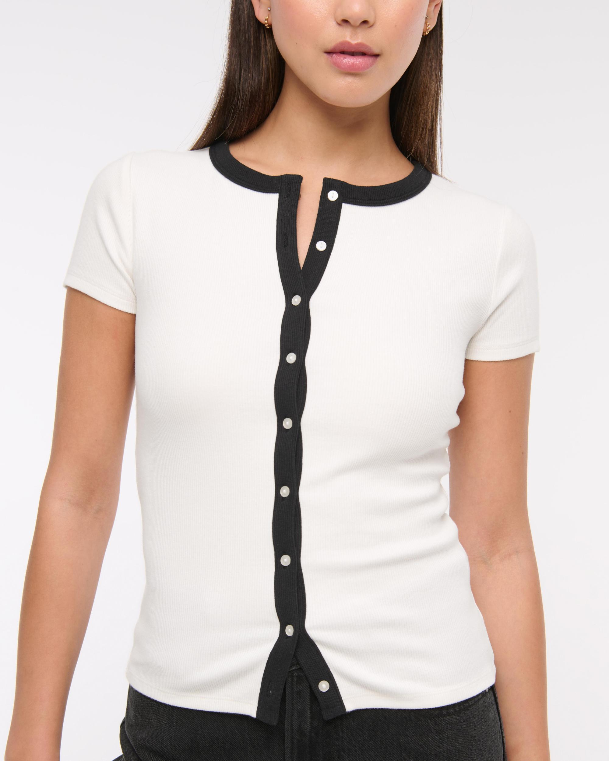 Ribbed Button-Through Top Product Image