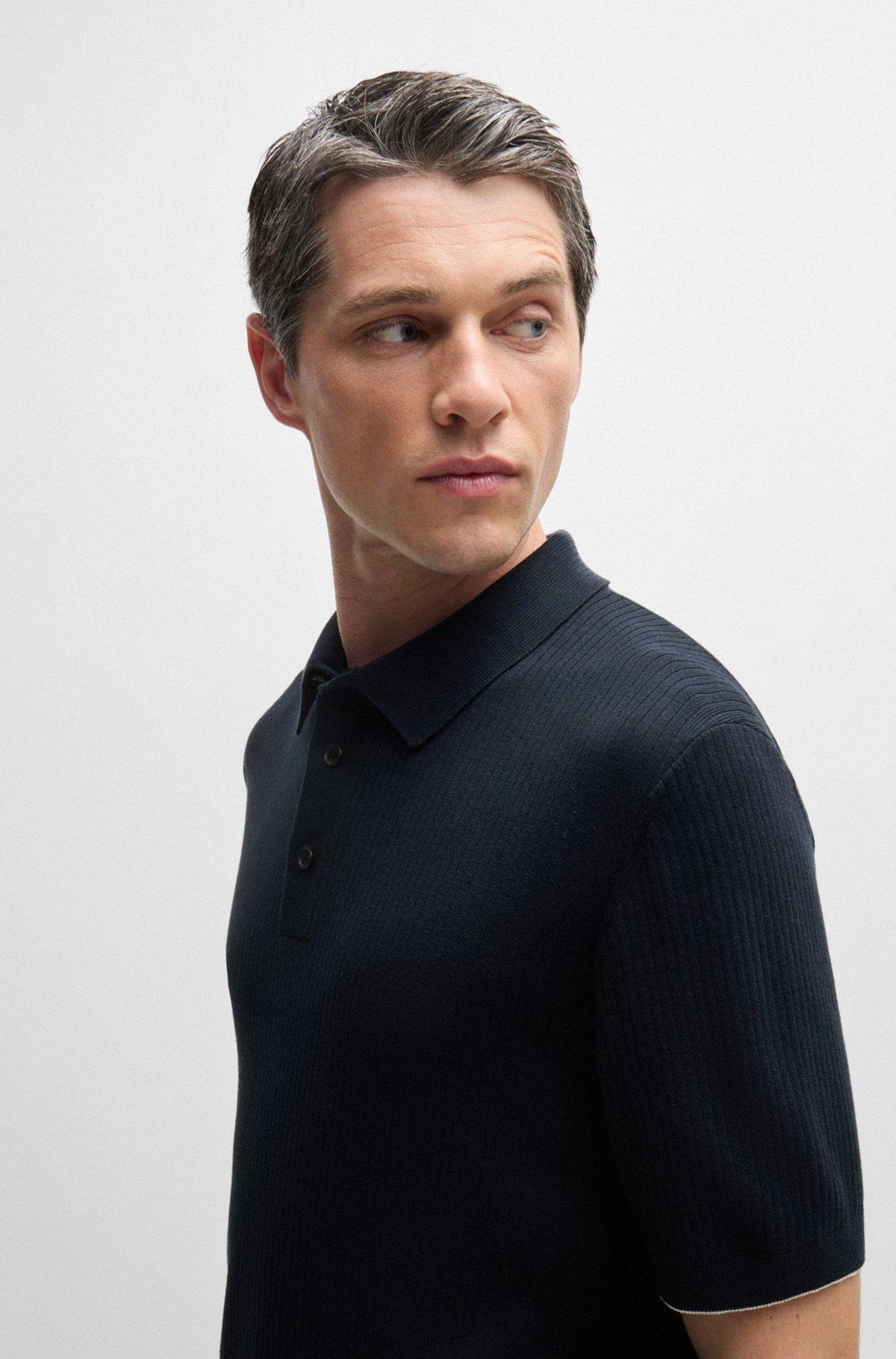 Regular-fit polo sweater in silk and cotton Product Image