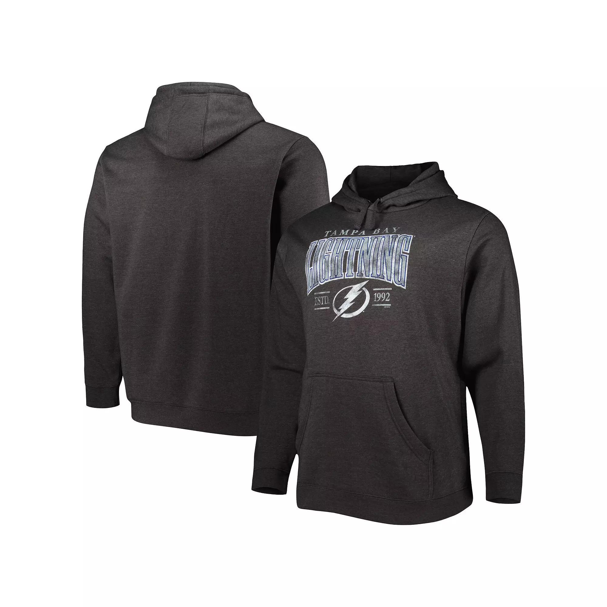 Men's Fanatics Branded Heather Charcoal Tampa Bay Lightning Big & Tall Dynasty Pullover Hoodie, Size: 4XB, Lgh Charco Product Image