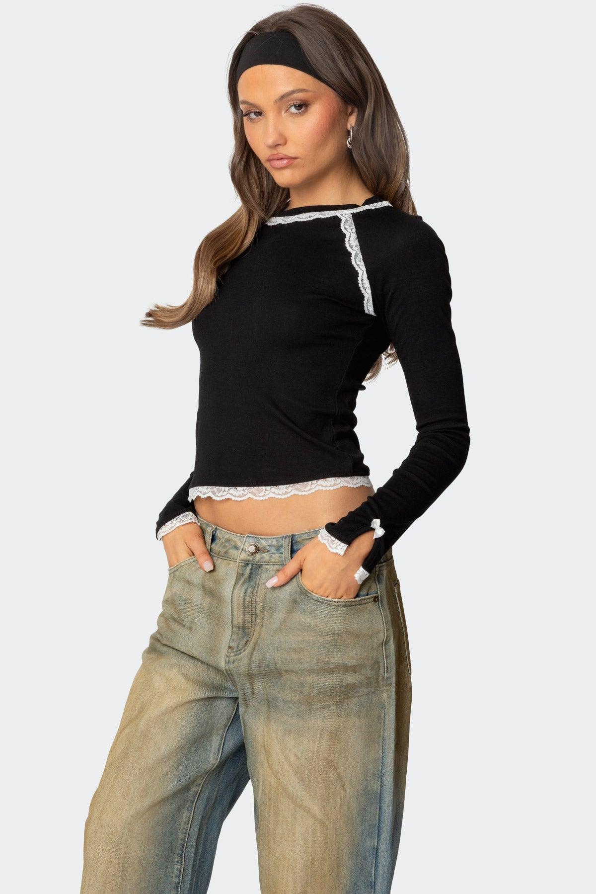 Edith Lacey Ribbed Top Product Image