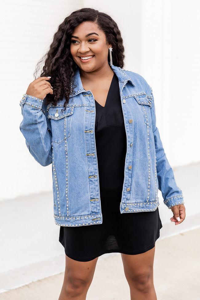 All I Think About Medium Wash Studded Jacket FINAL SALE Product Image