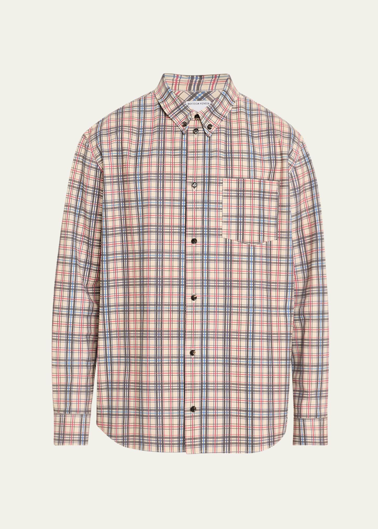 Mens Graph Check Printed Leather Shirt Product Image