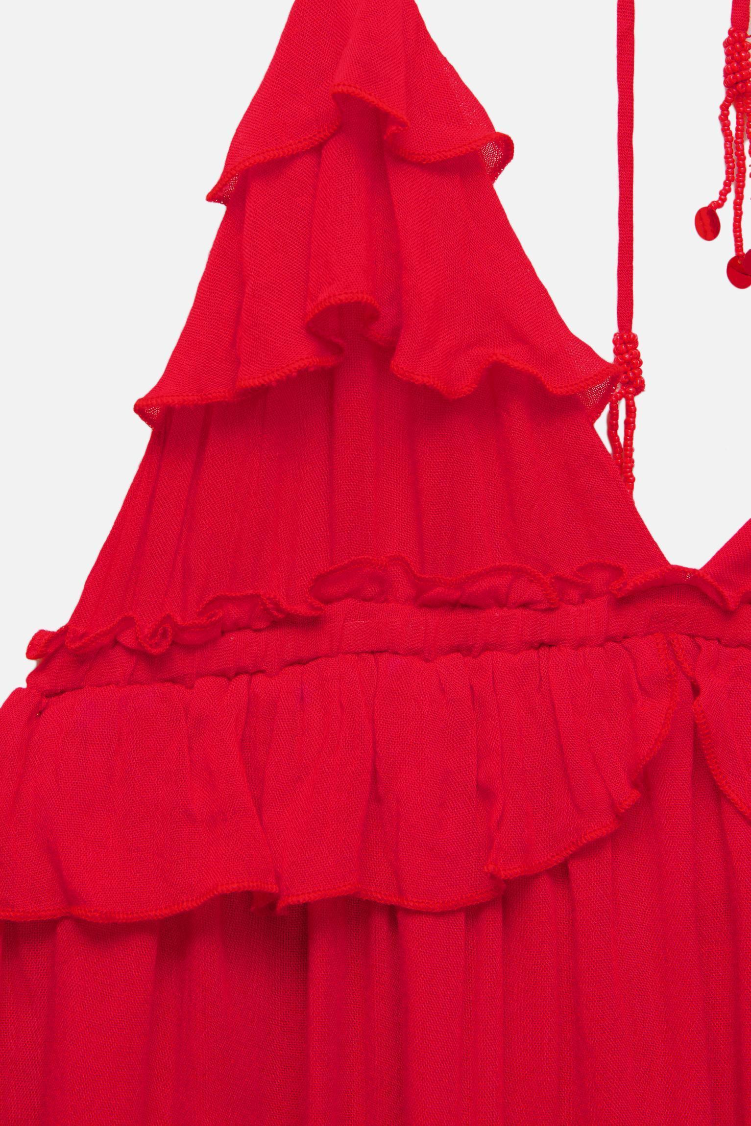 Short red ruffled dress Product Image