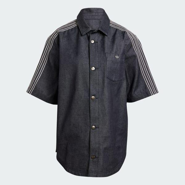 adidas Denim Short Sleeve Shirt Indigo Denim L Womens Product Image