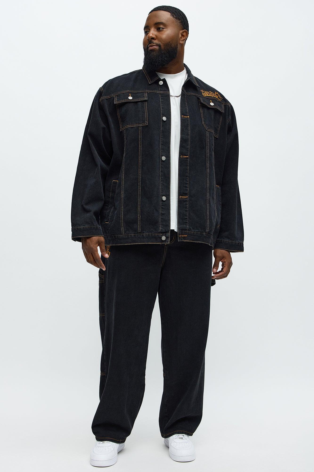 South Pole Contrast Stitch Trucker Jacket - Black Product Image