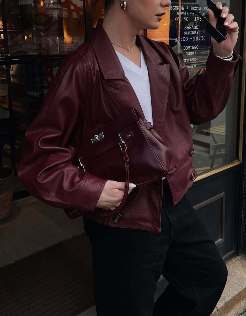 Crossover leather effect jacket Product Image