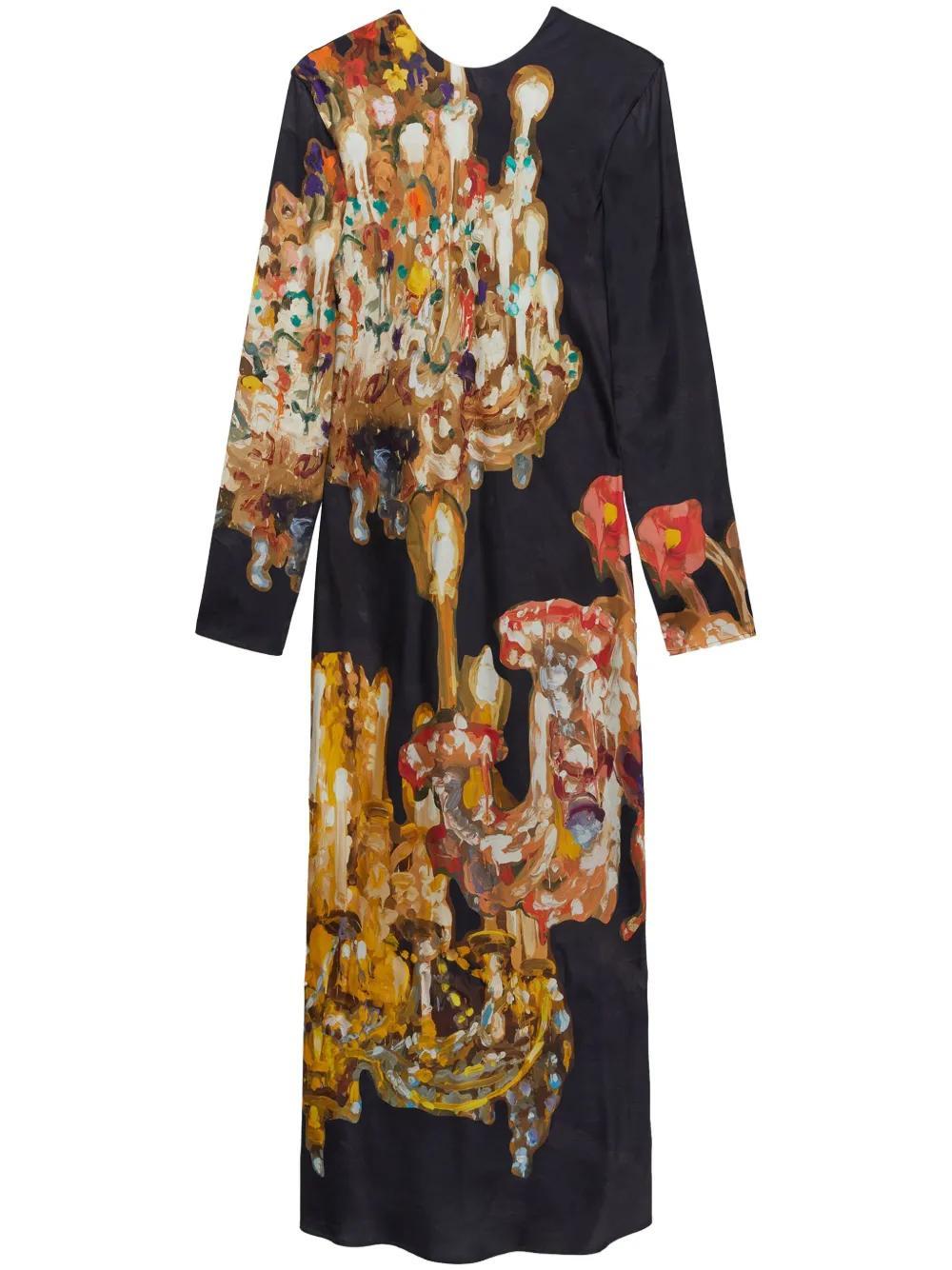 MSGM Printed Maxi Dress In Black Product Image
