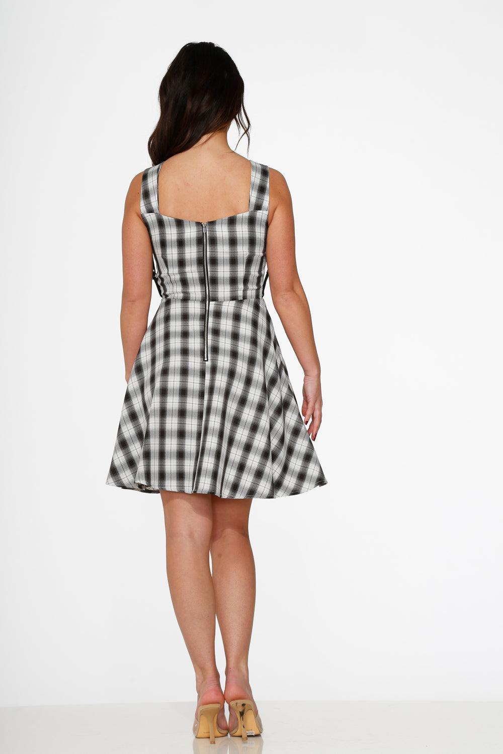 Black & White Plaid Swing Dress Product Image