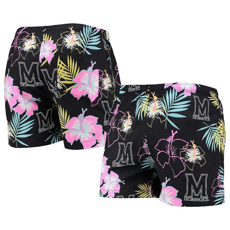 Men's FOCO Black Maryland Terrapins Neon Floral Swim Trunks, Size: 2XL Product Image