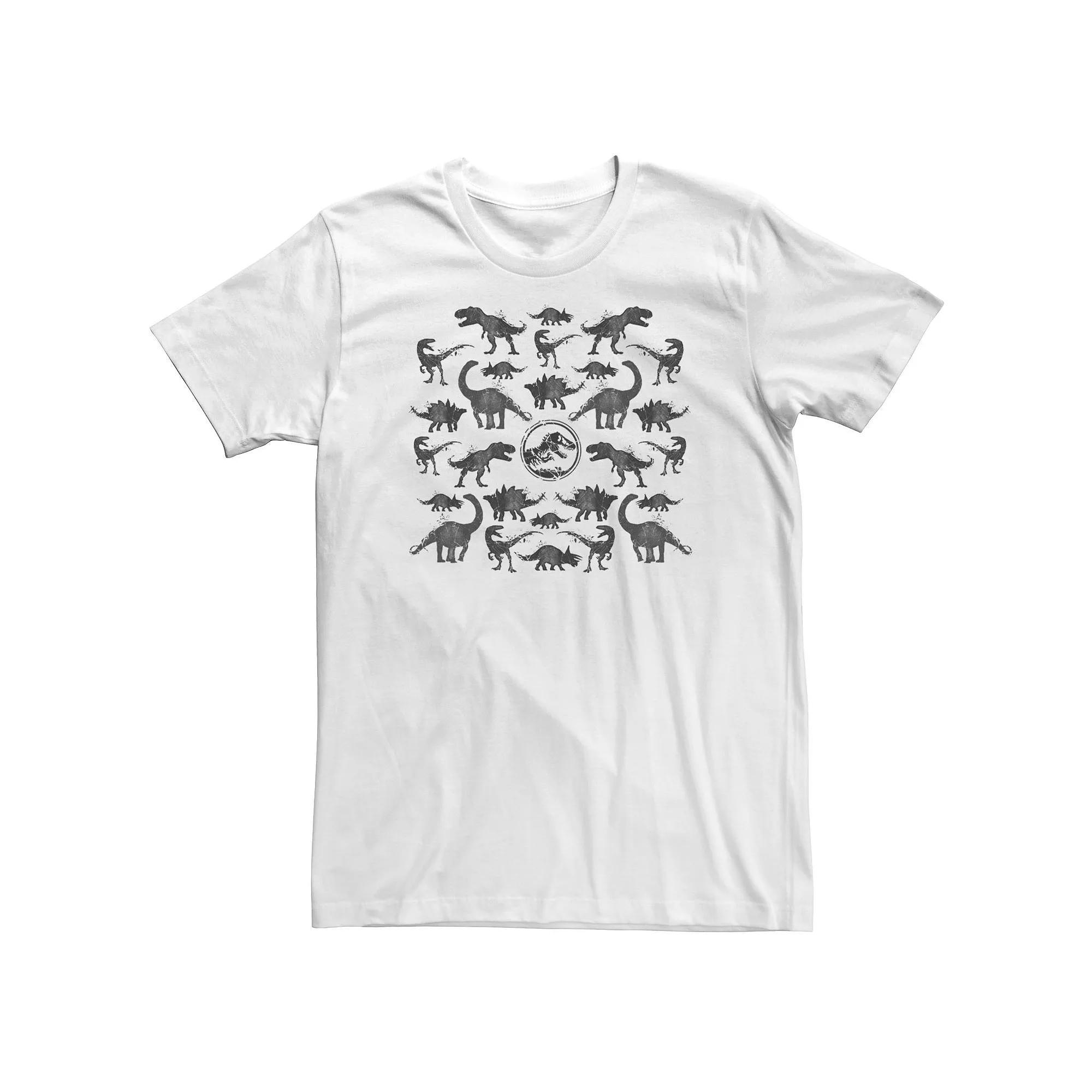 Big & Tall Jurassic World Dinosaur Pattern Silhouette Tee, Men's, Size: 3XL Tall, White Product Image